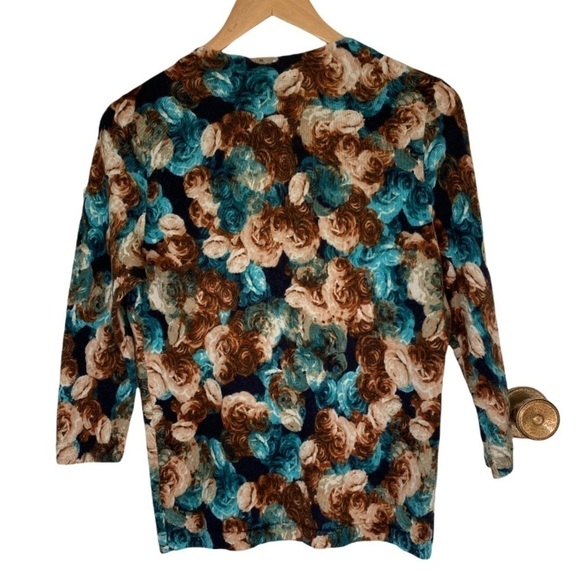𝅺talbots 100% Merino Wool Floral Print Sweater Womens Medium Good Condition - Picture 3 of 6